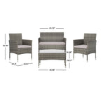 SAFAVIEH Outdoor Amiyah 4-Piece Conversation Patio Set - 24Wx16Dx15H