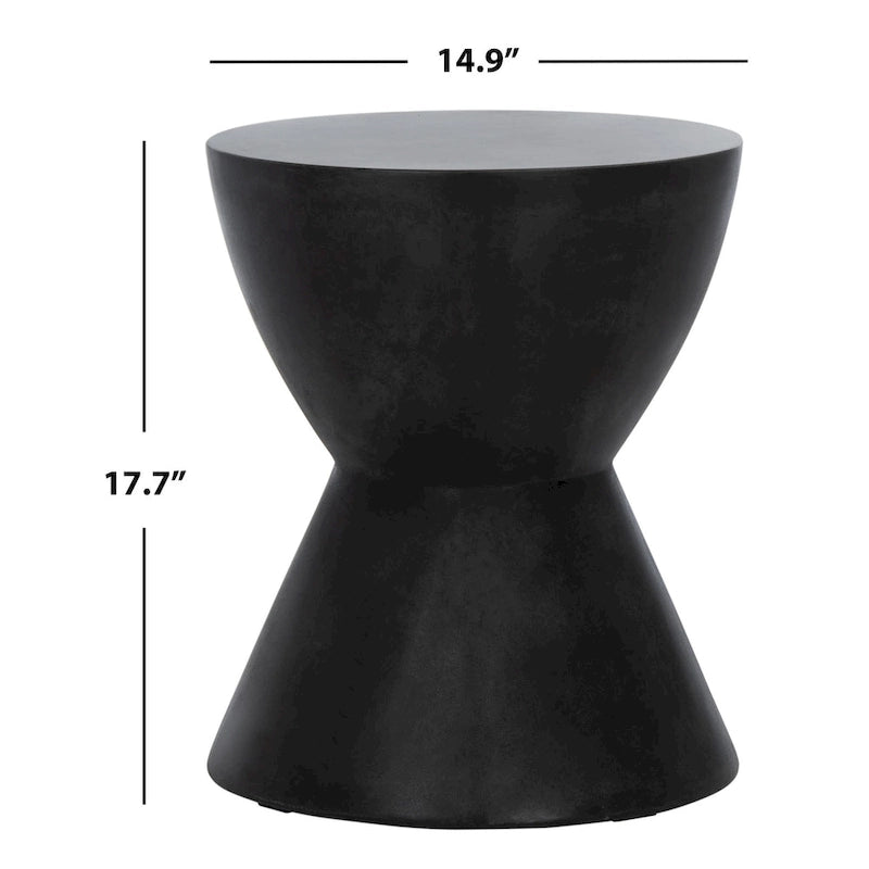SAFAVIEH Elektra Indoor/ Outdoor Modern Black Concrete Round Accent Table - 14.9 W x 14.9 L x 17.7 H - 15Wx15Dx18H