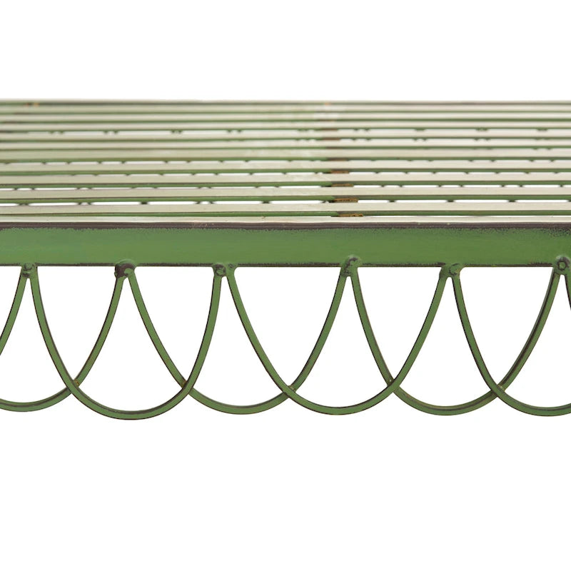SAFAVIEH Outdoor Abagail Green Wrought Iron Garden Bench - 51 x 17 x 25.3 - 51Wx16Dx27H
