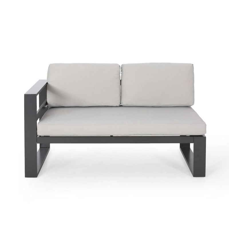 Dursley Outdoor Aluminum Sectional Sofa with Coffee Table by Christopher Knight Home