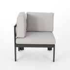 Dursley Outdoor Aluminum Sectional Sofa with Coffee Table by Christopher Knight Home