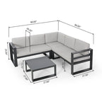 Dursley Outdoor Aluminum Sectional Sofa with Coffee Table by Christopher Knight Home