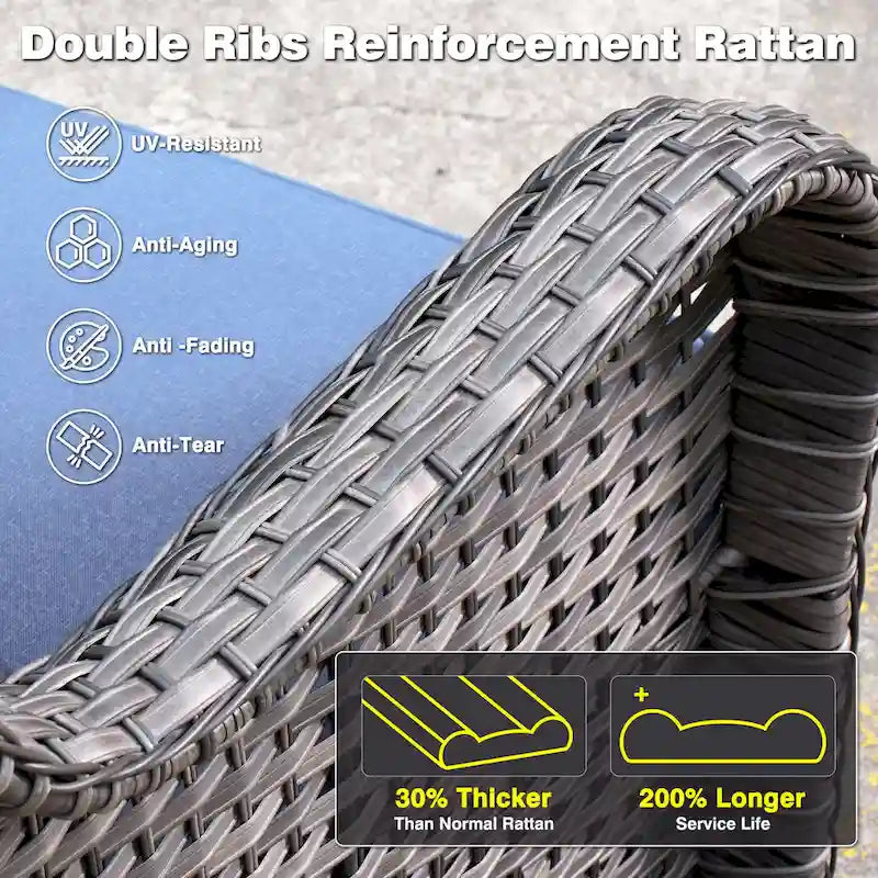 OVIOS 5-piece Patio Wicker Chairs Set with 30 Fire Table