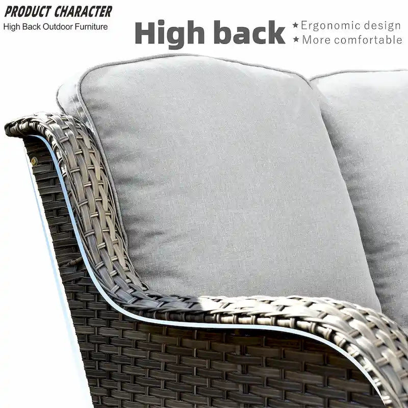 OVIOS 5-piece Patio Wicker Chairs Set with 30 Fire Table