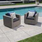 Puerta Outdoor Cushioned Swivel Club Chair (Set of 2) by Christopher Knight Home