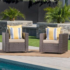 Puerta Outdoor Cushioned Swivel Club Chair (Set of 2) by Christopher Knight Home