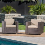 Puerta Outdoor Cushioned Swivel Club Chair (Set of 2) by Christopher Knight Home