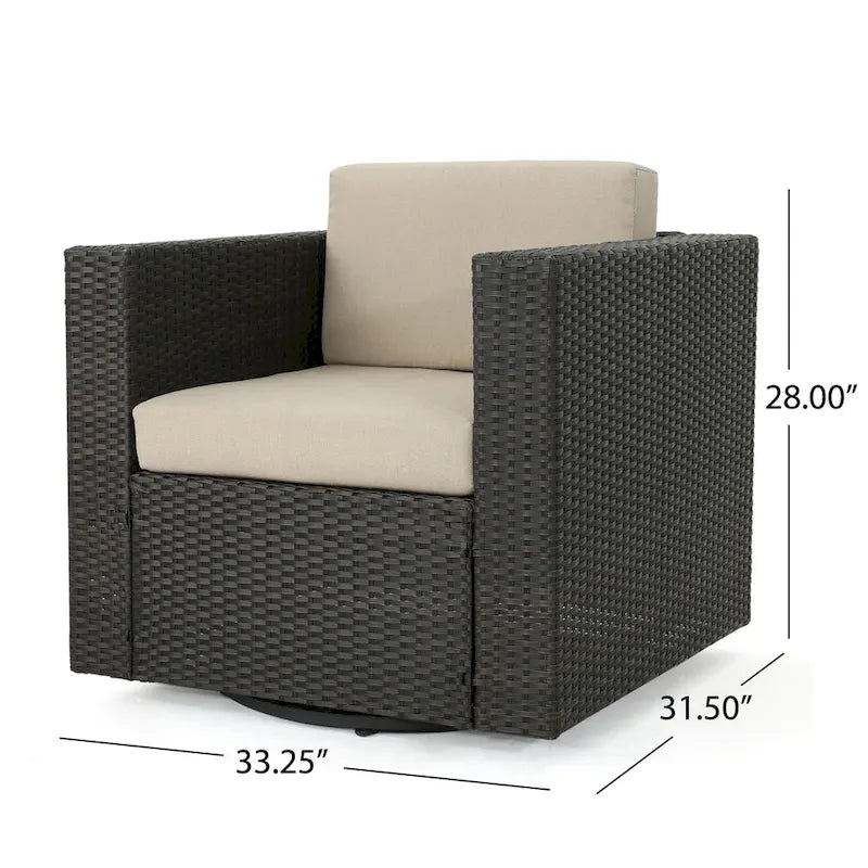 Puerta Outdoor Cushioned Swivel Club Chair (Set of 2) by Christopher Knight Home