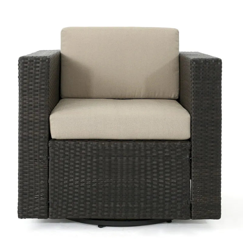 Puerta Outdoor Cushioned Swivel Club Chair (Set of 2) by Christopher Knight Home