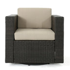 Puerta Outdoor Cushioned Swivel Club Chair (Set of 2) by Christopher Knight Home