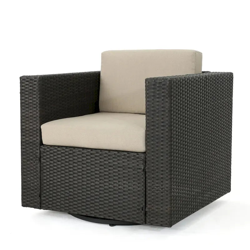 Puerta Outdoor Cushioned Swivel Club Chair (Set of 2) by Christopher Knight Home