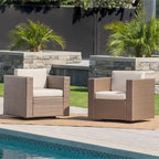 Puerta Outdoor Cushioned Swivel Club Chair (Set of 2) by Christopher Knight Home