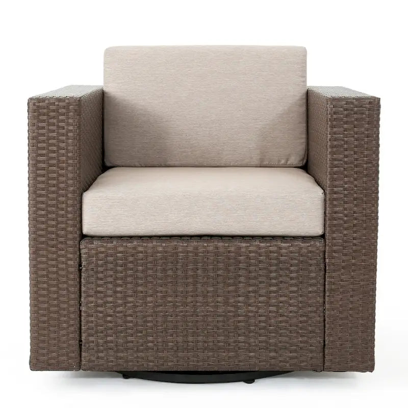 Puerta Outdoor Cushioned Swivel Club Chair (Set of 2) by Christopher Knight Home