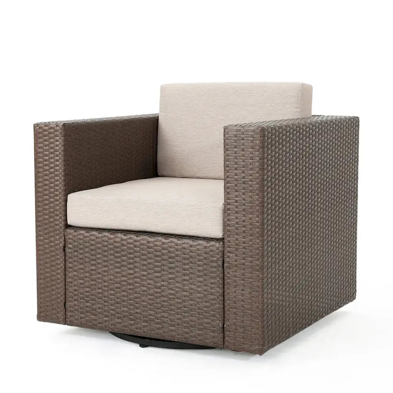 Puerta Outdoor Cushioned Swivel Club Chair (Set of 2) by Christopher Knight Home