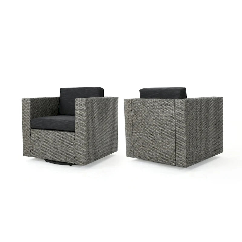 Puerta Outdoor Cushioned Swivel Club Chair (Set of 2) by Christopher Knight Home
