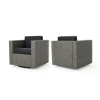 Puerta Outdoor Cushioned Swivel Club Chair (Set of 2) by Christopher Knight Home