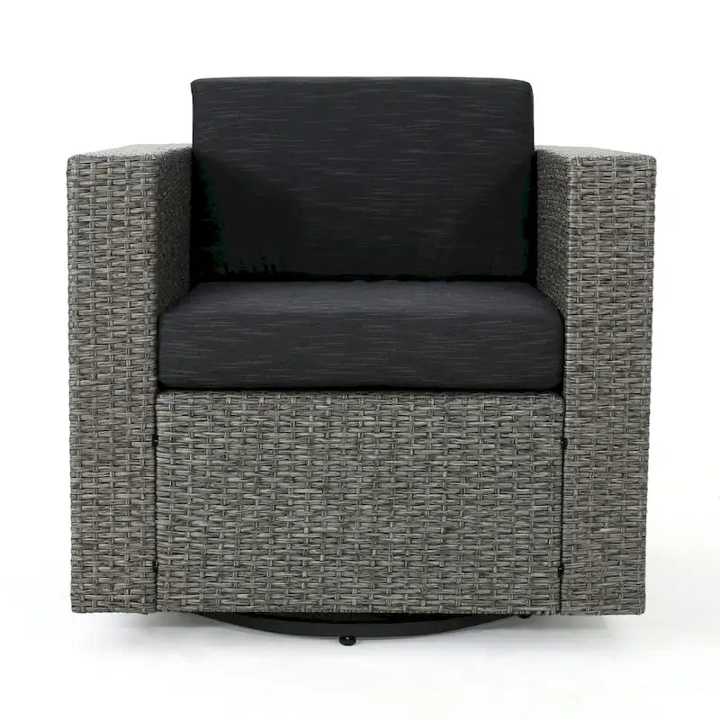 Puerta Outdoor Cushioned Swivel Club Chair (Set of 2) by Christopher Knight Home