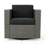 Puerta Outdoor Cushioned Swivel Club Chair (Set of 2) by Christopher Knight Home