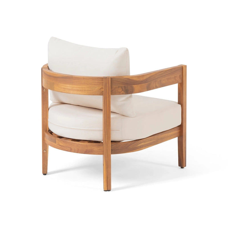 Brooklyn Acacia Wood Outdoor Club Chair with Cushions by Christopher Knight Home