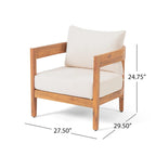 Brooklyn Acacia Wood Outdoor Club Chair with Cushions by Christopher Knight Home