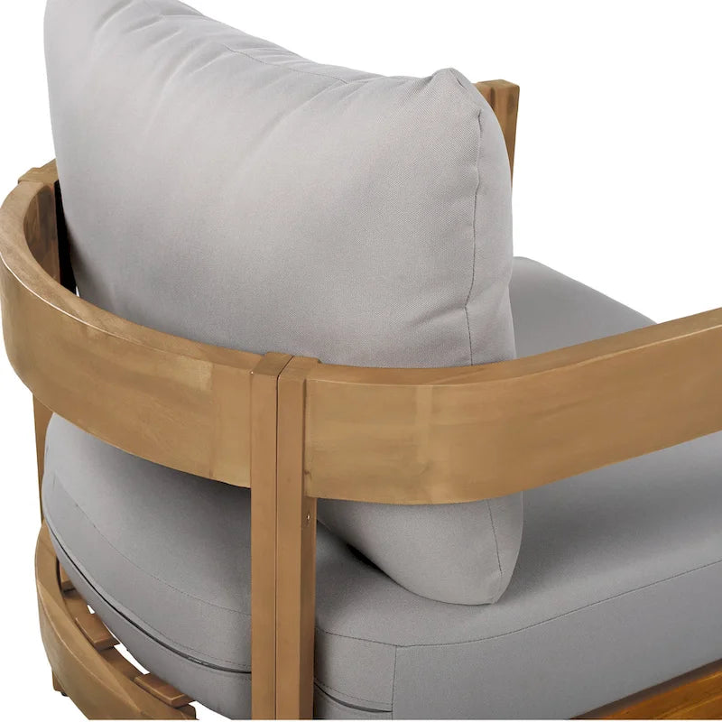 Brooklyn Acacia Wood Outdoor Club Chair with Cushions by Christopher Knight Home