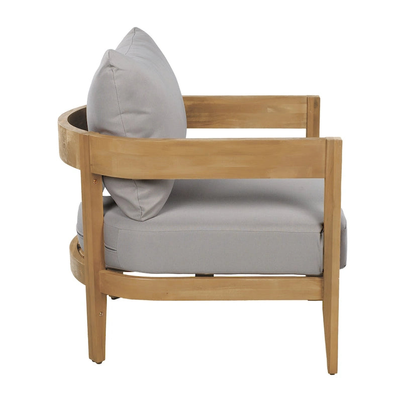 Brooklyn Acacia Wood Outdoor Club Chair with Cushions by Christopher Knight Home
