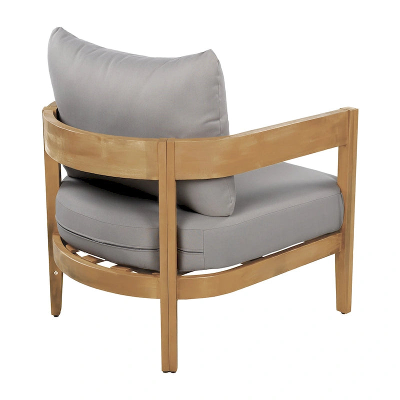 Brooklyn Acacia Wood Outdoor Club Chair with Cushions by Christopher Knight Home