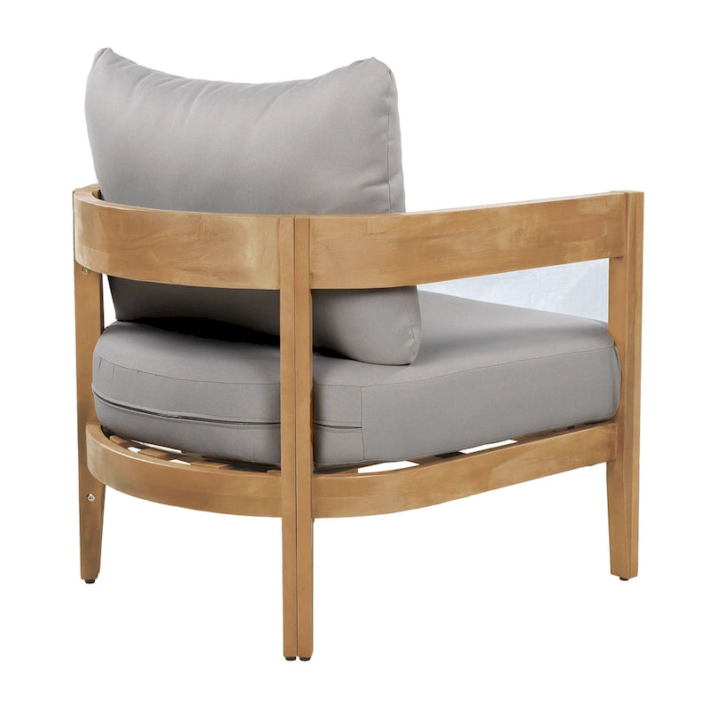 Brooklyn Acacia Wood Outdoor Club Chair with Cushions by Christopher Knight Home