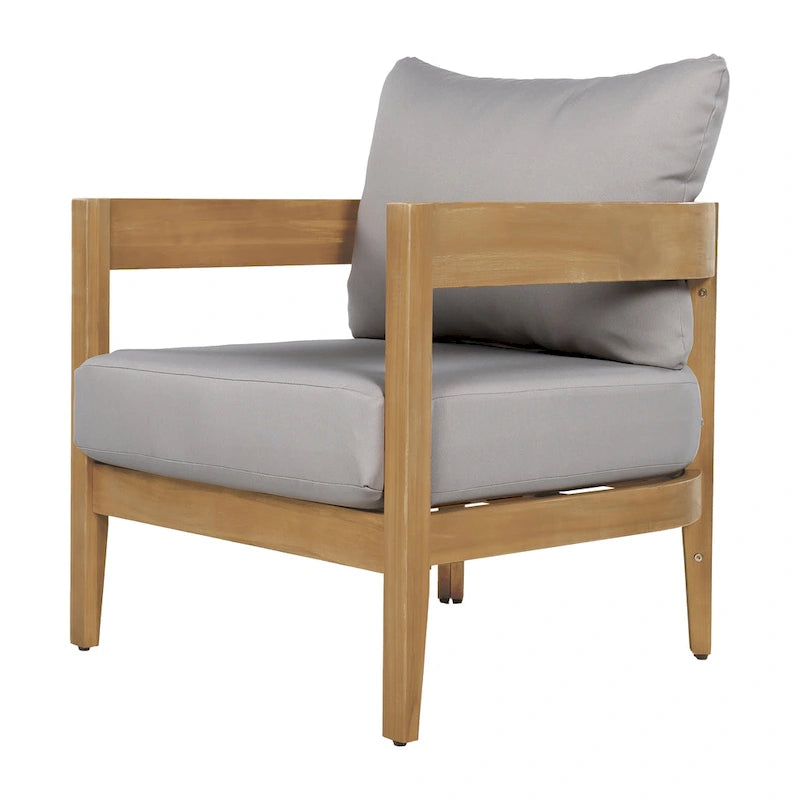 Brooklyn Acacia Wood Outdoor Club Chair with Cushions by Christopher Knight Home