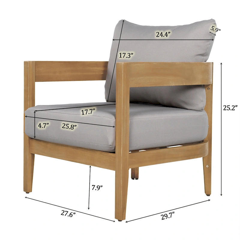 Brooklyn Acacia Wood Outdoor Club Chair with Cushions by Christopher Knight Home