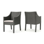Antibes Outdoor Wicker Dining Chairs with Cushions by Christopher Knight Home - N/A