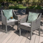 Antibes Outdoor Wicker Dining Chairs with Cushions by Christopher Knight Home - N/A