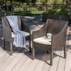 Antibes Outdoor Wicker Dining Chairs with Cushions by Christopher Knight Home - N/A