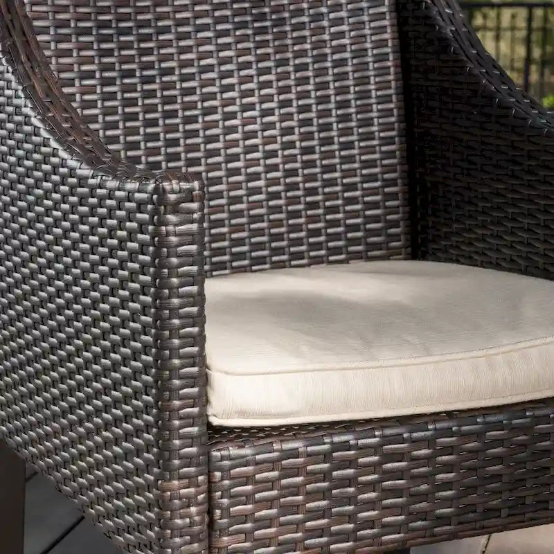Antibes Outdoor Wicker Dining Chairs with Cushions by Christopher Knight Home - N/A