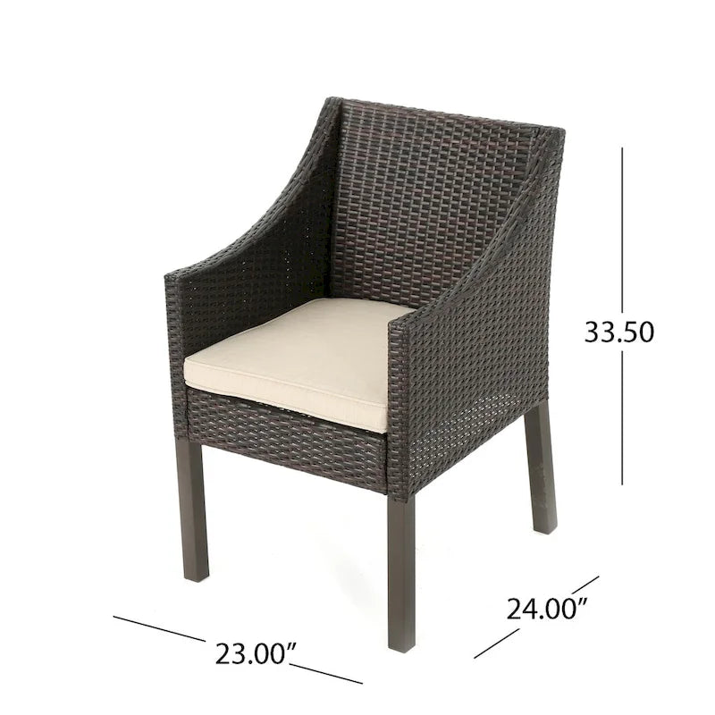 Antibes Outdoor Wicker Dining Chairs with Cushions by Christopher Knight Home - N/A