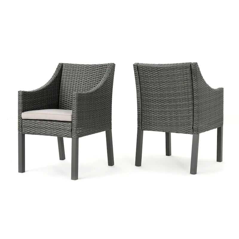 Antibes Outdoor Wicker Dining Chairs with Cushions by Christopher Knight Home - N/A