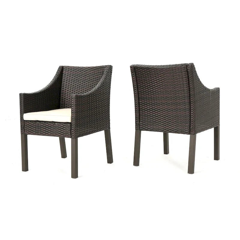 Antibes Outdoor Wicker Dining Chairs with Cushions by Christopher Knight Home - N/A
