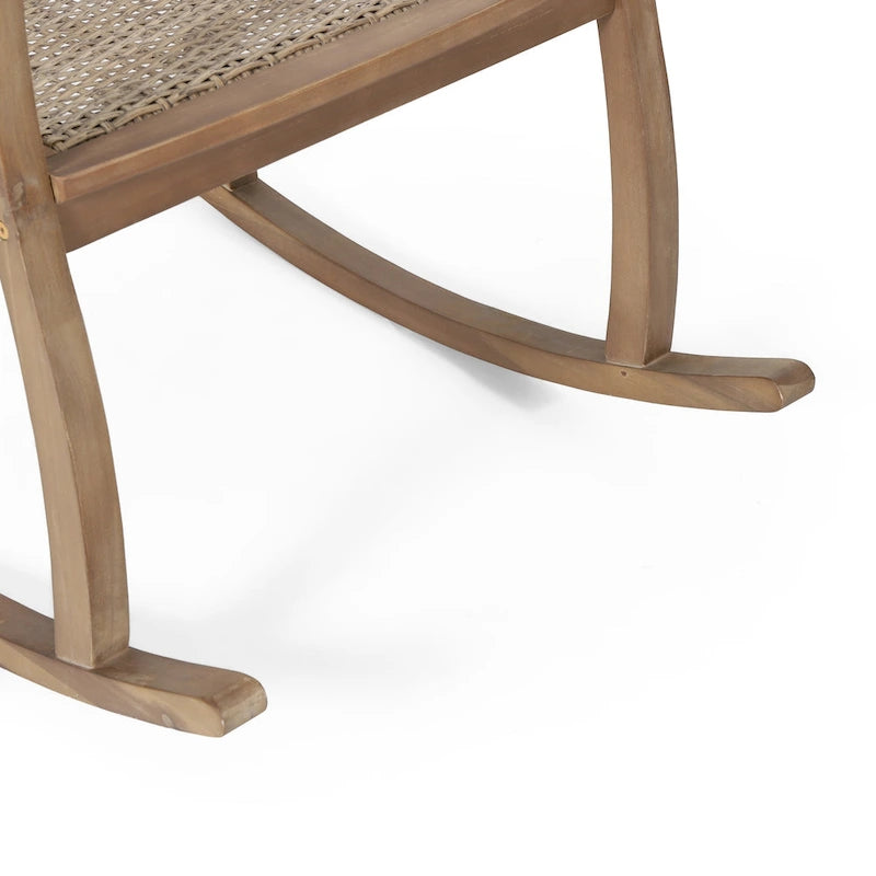 Welby Outdoor Acacia Wood and Wicker Outdoor Rocking Chair by Christopher Knight Home