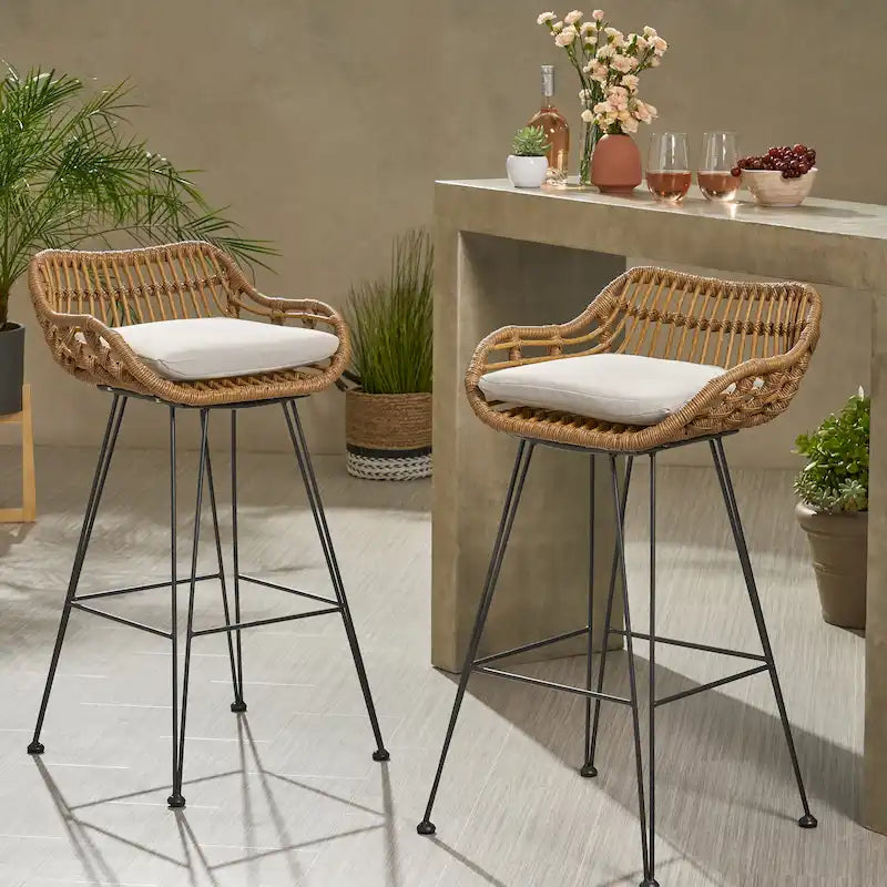 Dale Outdoor Wicker 30 Inch Barstools (Set of 2) by Christopher Knight Home