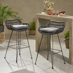 Dale Outdoor Wicker 30 Inch Barstools (Set of 2) by Christopher Knight Home