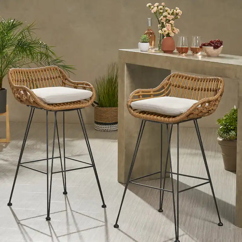 Dale Outdoor Wicker 30 Inch Barstools (Set of 2) by Christopher Knight Home