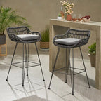 Dale Outdoor Wicker 30 Inch Barstools (Set of 2) by Christopher Knight Home