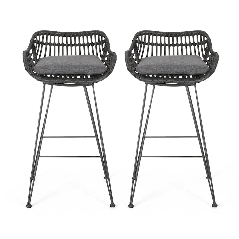 Dale Outdoor Wicker 30 Inch Barstools (Set of 2) by Christopher Knight Home