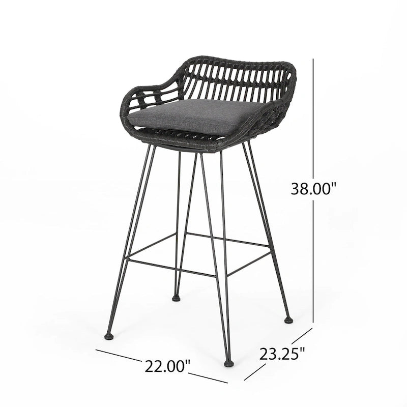 Dale Outdoor Wicker 30 Inch Barstools (Set of 2) by Christopher Knight Home