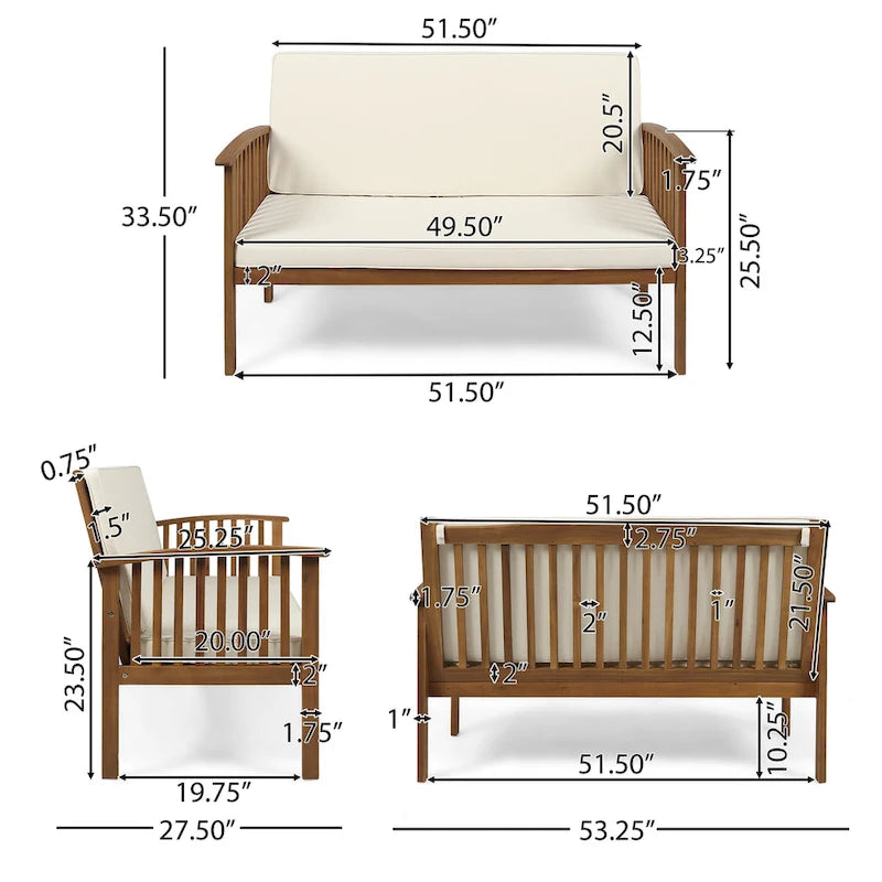 Carolina Outdoor Acacia Wood Loveseat by Christopher Knight Home