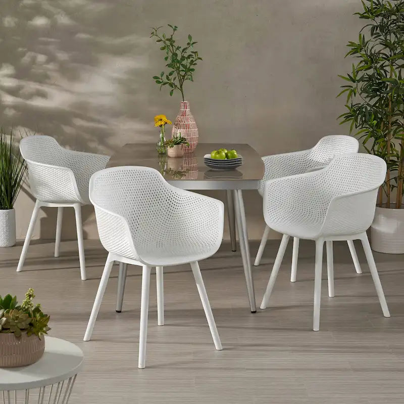 Lotus Outdoor Modern Dining Chairs (Set of 4) by Christopher Knight Home