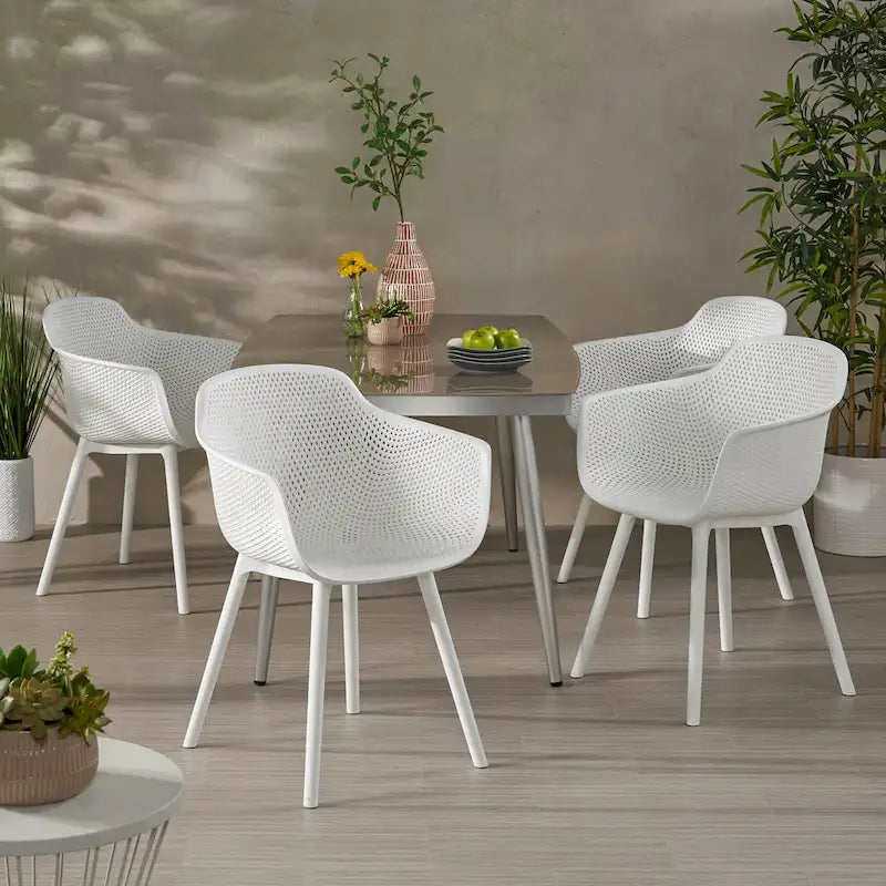 Lotus Outdoor Modern Dining Chairs (Set of 4) by Christopher Knight Home