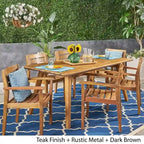 Graham Outdoor 7 Piece Acacia Wood Dining Set by Christopher Knight Home