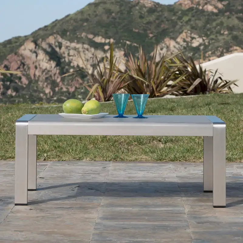 Cape Coral Outdoor Aluminum and Tempered Glass Coffee Table by Christopher Knight Home