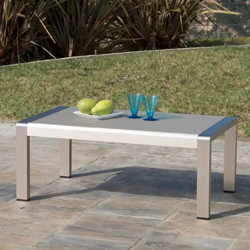 Cape Coral Outdoor Aluminum and Tempered Glass Coffee Table by Christopher Knight Home
